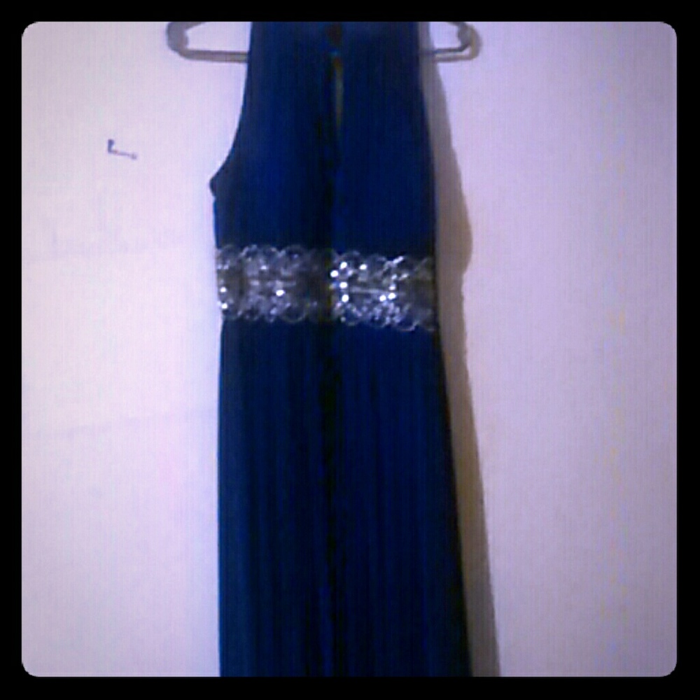 Royal blue halter top formal gown